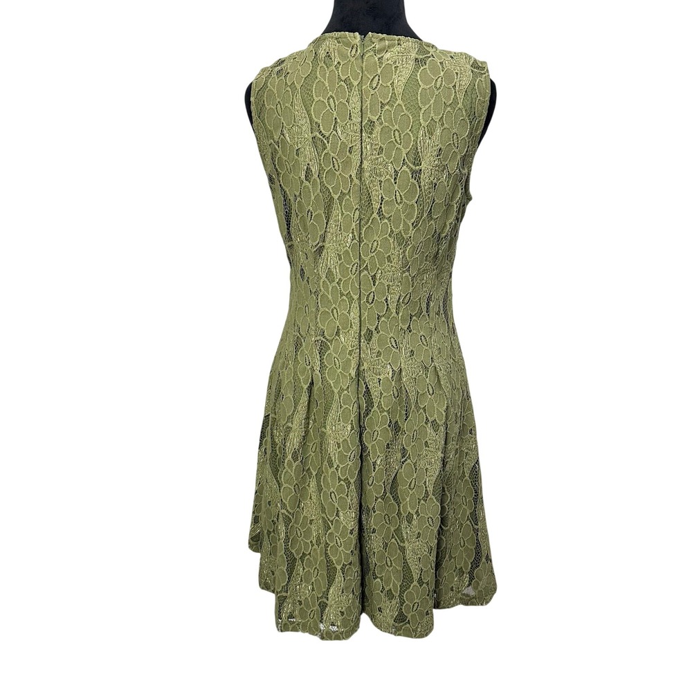 Altar'd State Lace Dress L Olive Green Floral Sleeveless Fit Flare Boho Romantic - Picture 2 of 10